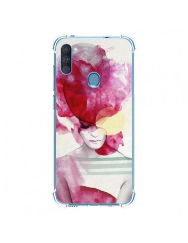 Coque Samsung Galaxy A11 et M11 Bright Pink Portrait Femme - Jenny Liz Rome