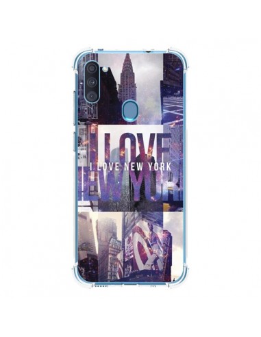 Coque Samsung Galaxy A11 et M11 I love New Yorck City violet - Javier Martinez