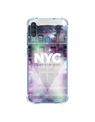 Coque Samsung Galaxy A11 et M11 I Love New York City Violet Vert - Javier Martinez