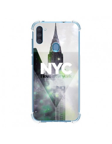 Coque Samsung Galaxy A11 et M11 I Love New York City Gris Violet Vert - Javier Martinez