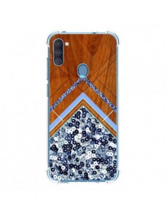Coque Samsung Galaxy A11 et M11 Sequin Geometry Bois...
