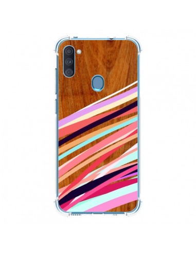 Coque Samsung Galaxy A11 et M11 Wooden Waves Coral Bois Azteque Aztec Tribal - Jenny Mhairi