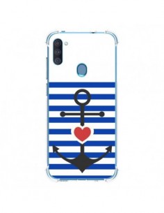 Coque Samsung Galaxy A11 et M11 Mariniere Encre Marin...