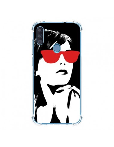 Coque Samsung Galaxy A11 et M11 Fille Lunettes Rouges - Jonathan Perez