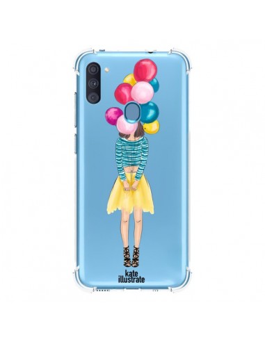 Coque Samsung Galaxy A11 et M11 Girls Balloons Ballons Fille Transparente - kateillustrate