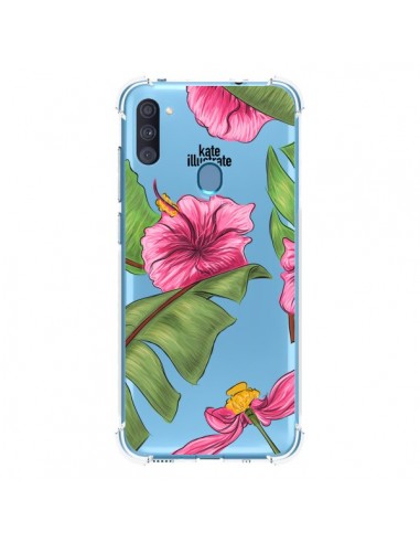 Coque Samsung Galaxy A11 et M11 Tropical Leaves Fleurs Feuilles Transparente - kateillustrate