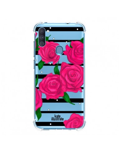 Coque Samsung Galaxy A11 et M11 Roses Rose Fleurs Flowers Transparente - kateillustrate