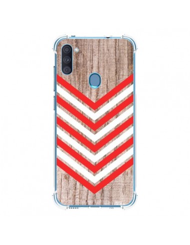 Coque Samsung Galaxy A11 et M11 Tribal Aztèque Bois Wood Flèche Rouge Blanc - Laetitia