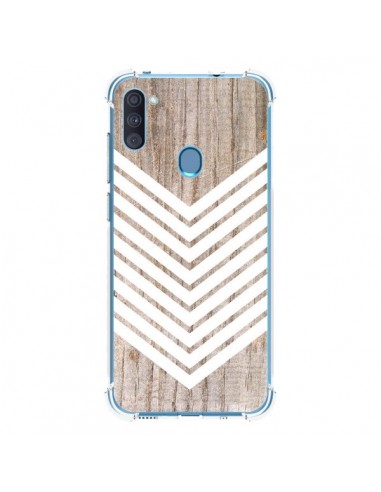 Coque Samsung Galaxy A11 et M11 Tribal Aztèque Bois Wood Flèche Blanc - Laetitia