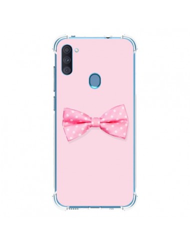 Coque Samsung Galaxy A11 et M11 Noeud Papillon Rose Girly Bow Tie - Laetitia