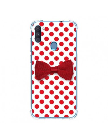 Coque Samsung Galaxy A11 et M11 Noeud Papillon Rouge Girly Bow Tie - Laetitia