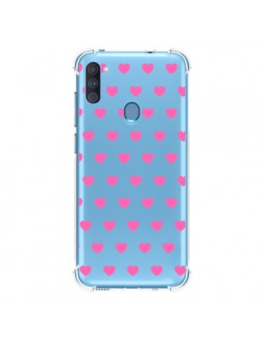 Coque Samsung Galaxy A11 et M11 Coeur Heart Love Amour Rose Transparente - Laetitia