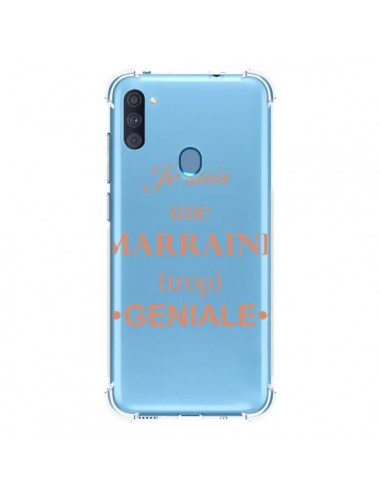 Coque Samsung Galaxy A11 et M11 Je suis une marraine trop géniale Transparente - Laetitia