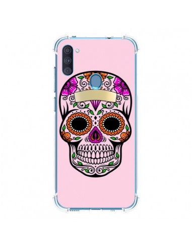 Coque Samsung Galaxy A11 et M11 Tête de Mort Mexicaine Rose Multicolore - Laetitia