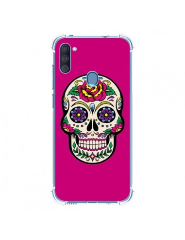 Coque Samsung Galaxy A11 et M11 Tête de Mort Mexicaine Rose Fushia - Laetitia