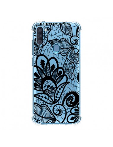 Coque Samsung Galaxy A11 et M11 Lace Fleur Flower Noir Transparente - Petit Griffin