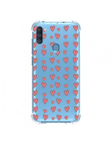 Coque Samsung Galaxy A11 et M11 Coeurs Heart Love Amour Rouge Transparente - Petit Griffin