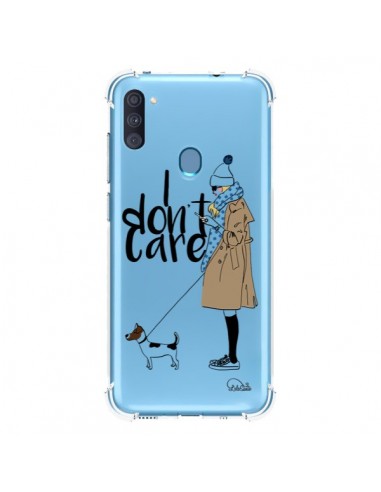 Coque Samsung Galaxy A11 et M11 I don't care Fille Chien Transparente - Lolo Santo