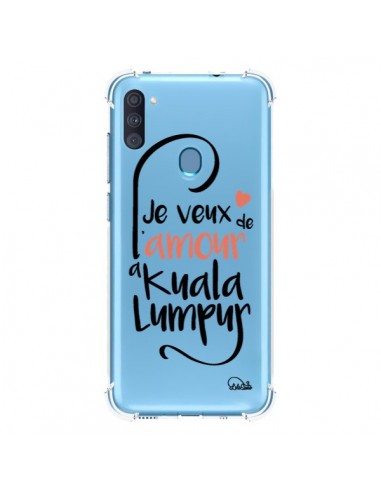 Coque Samsung Galaxy A11 et M11 Je veux de l'amour à Kuala Lumpur Transparente - Lolo Santo