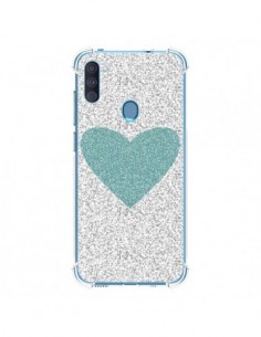 Coque Samsung Galaxy A11 et M11 Coeur Bleu Vert Argent...