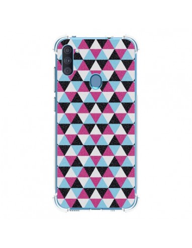 Coque Samsung Galaxy A11 et M11 Azteque Triangles Rose Bleu Gris - Mary Nesrala