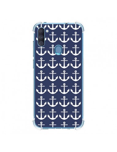 Coque Samsung Galaxy A11 et M11 Ancre Marin Bleu Anchors Navy - Mary Nesrala