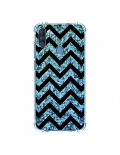 Coque Samsung Galaxy A11 et M11 Chevron Aqua Sparkle...