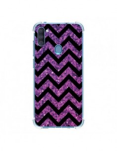 Coque Samsung Galaxy A11 et M11 Chevron Purple Sparkle...