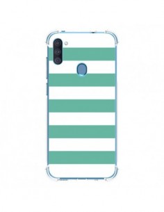 Coque Samsung Galaxy A11 et M11 Bandes Mint Vert - Mary...