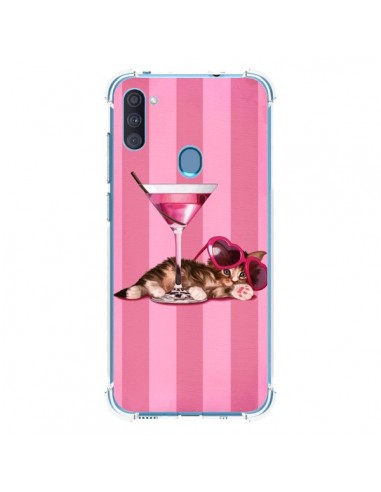 Coque Samsung Galaxy A11 et M11 Chaton Chat Kitten Cocktail Lunettes Coeur - Maryline Cazenave