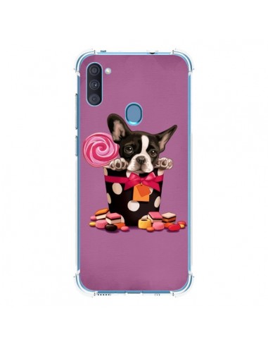 Coque Samsung Galaxy A11 et M11 Chien Dog Boite Noeud Papillon Pois Bonbon - Maryline Cazenave