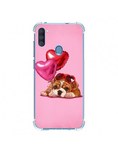 Coque Samsung Galaxy A11 et M11 Chien Dog Lunettes Coeur Ballon - Maryline Cazenave