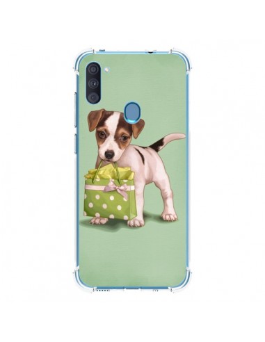 Coque Samsung Galaxy A11 et M11 Chien Dog Shopping Sac Pois Vert - Maryline Cazenave