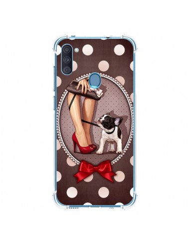 Coque Samsung Galaxy A11 et M11 Lady Jambes Chien Dog Pois Noeud papillon - Maryline Cazenave