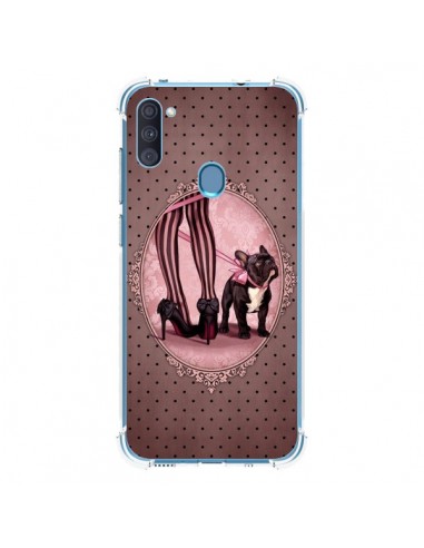 Coque Samsung Galaxy A11 et M11 Lady Jambes Chien Dog Rose Pois Noir - Maryline Cazenave