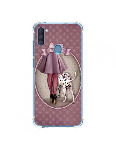 Coque Samsung Galaxy A11 et M11 Lady Chien Dog Dalmatien Robe Pois - Maryline Cazenave