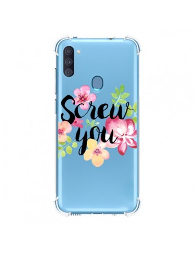 Coque Samsung Galaxy A11 et M11 Screw you Flower Fleur Transparente - Maryline Cazenave