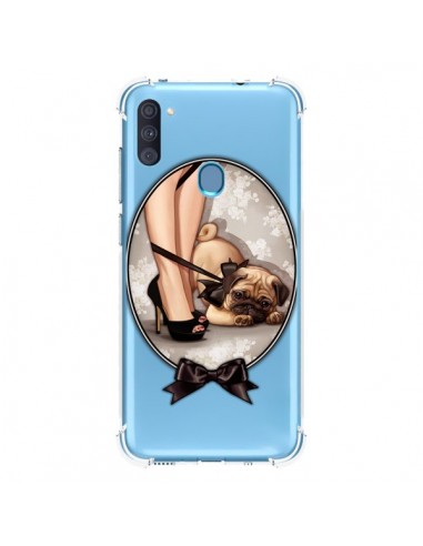 Coque Samsung Galaxy A11 et M11 Lady Jambes Chien Bulldog Dog Noeud Papillon Transparente - Maryline Cazenave