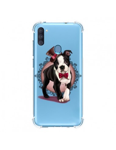 Coque Samsung Galaxy A11 et M11 Chien Bulldog Dog Gentleman Noeud Papillon Chapeau Transparente - Maryline Cazenave