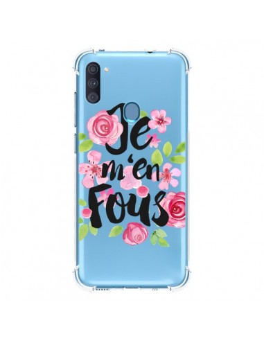 Coque Samsung Galaxy A11 et M11 Je M'en Fous Fleurs Transparente - Maryline Cazenave