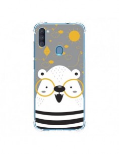 Coque Samsung Galaxy A11 et M11 Ours à lunettes - Maria...