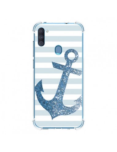 Coque Samsung Galaxy A11 et M11 Ancre Bleu Navire - Monica Martinez