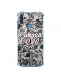 Coque Samsung Galaxy A11 et M11 Vintage Love Noir Flower...