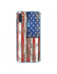 Coque Samsung Galaxy A11 et M11 Drapeau USA Vintage Bois...