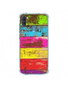 Coque Samsung Galaxy A11 et M11 Bois Coloré Vintage -...