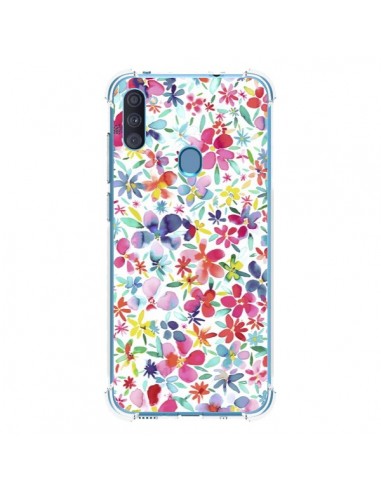 Coque Samsung Galaxy A11 et M11 Colorful Flowers Petals Blue - Ninola Design