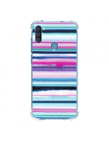 Coque Samsung Galaxy A11 et M11 Degrade Stripes Watercolor Pink - Ninola Design