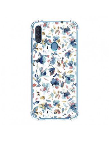 Coque Samsung Galaxy A11 et M11 Watery Hibiscus Blue - Ninola Design