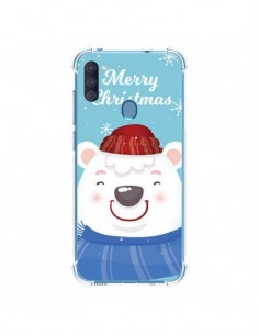Coque Samsung Galaxy A11 et M11 Ours Blanc de Noël Merry...