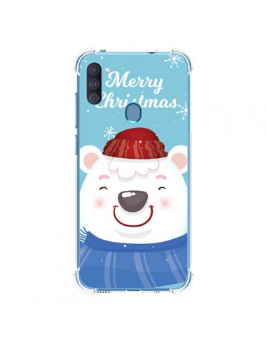 Coque Samsung Galaxy A11 et M11 Ours Blanc de Noël Merry Christmas - Nico